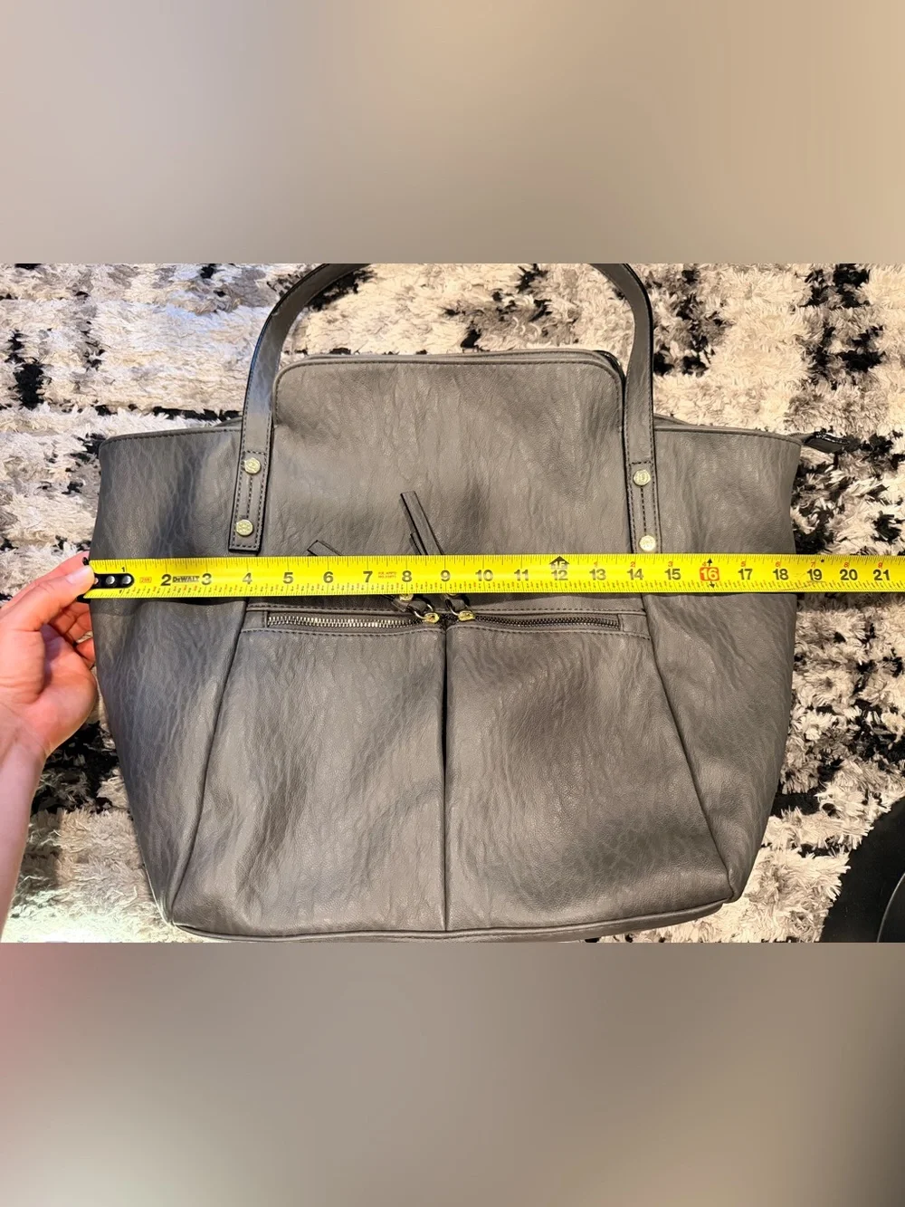 Everyday Black Tote with Front Zip Pocket
